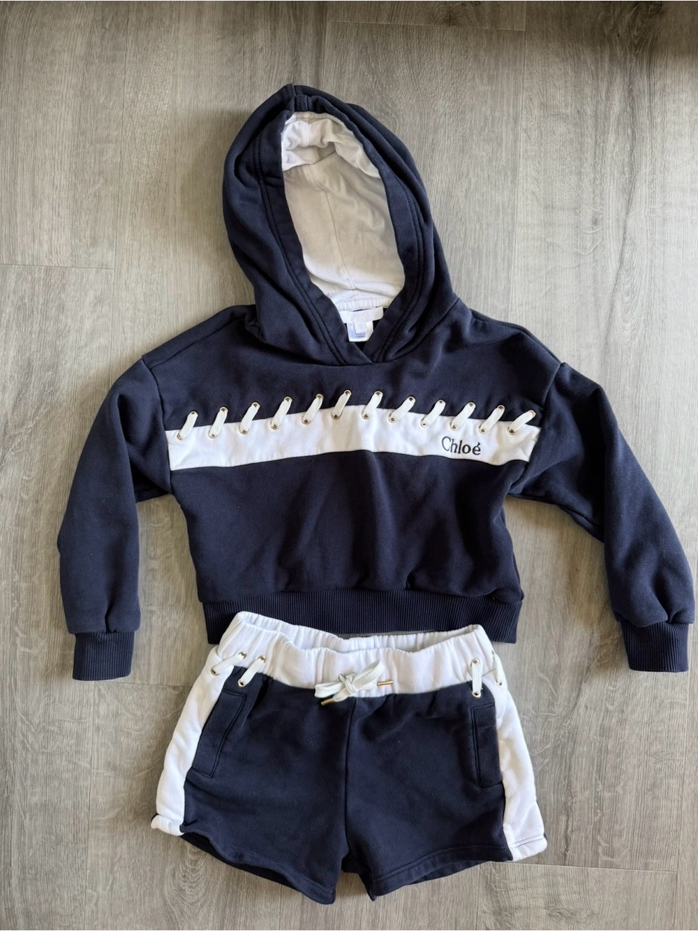 Chloé Kids Navy Stitch Sweat Set